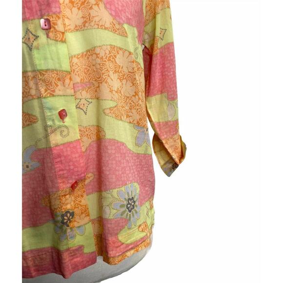 Sigrid Olsen Collection Women's Patchwork Button Up Shirt Blouse Floral Sz Small - Picture 6 of 8